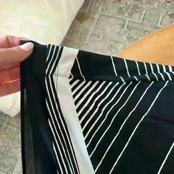 Striped Black and White Women's Blouse - Picture 3 of 5